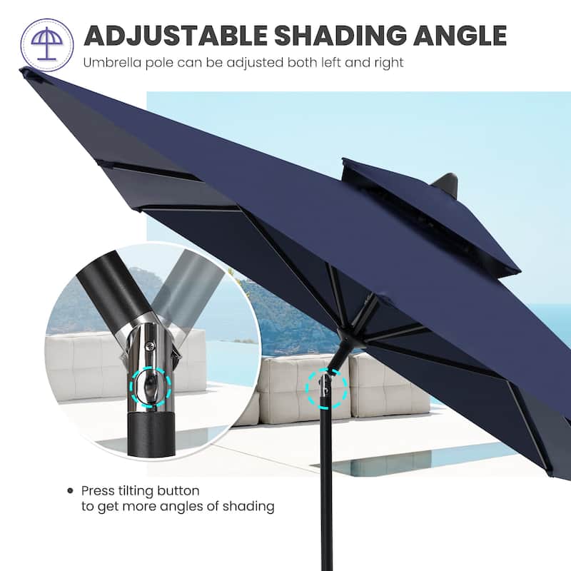 Crestlive Products Outdoor Patio Market Umbrella with Tilt & Crank, Umbrella Base Included