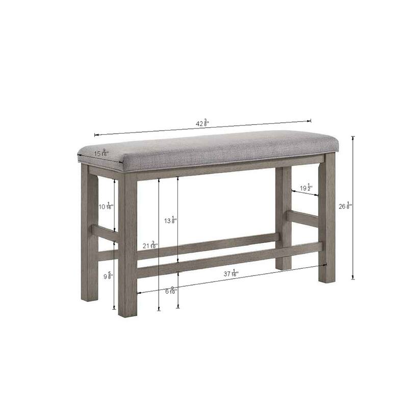Farmhouse Style 1pc Tan / Beige Gray Color Counter Height Bench Footrest Upholstered Seat Wooden Furniture