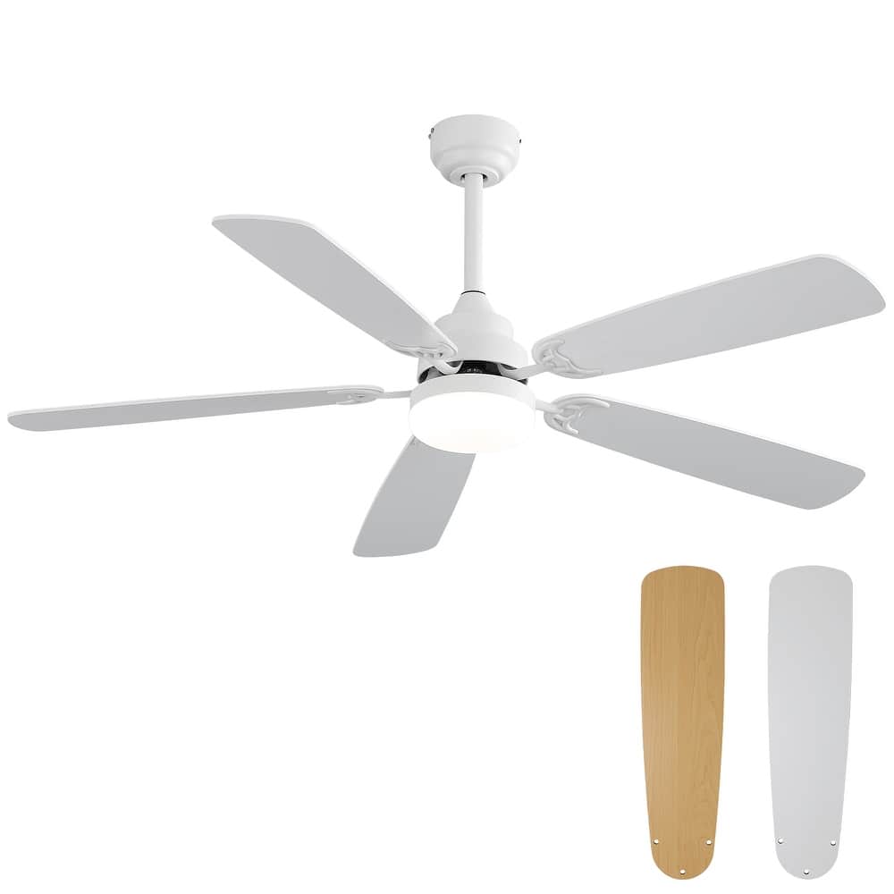 52 inch Ceiling Fan with Remote,Flush Mount and Downrd Mount,Dual Blade Finish,3CCT LED Light,Plywood Blades