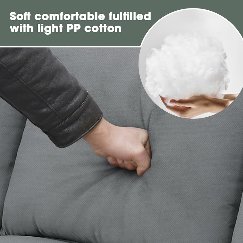 112-inch L-shaped 7-seat Modular Sectional Sofa with Ottoman and Three Pillows - 112"W x 87"D x 33"H