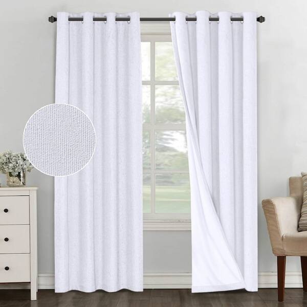 slide 10 of 14, PrimeBeau Thermal Insulated Blackout Curtains w/Waterproof Coating White - 84 Inches