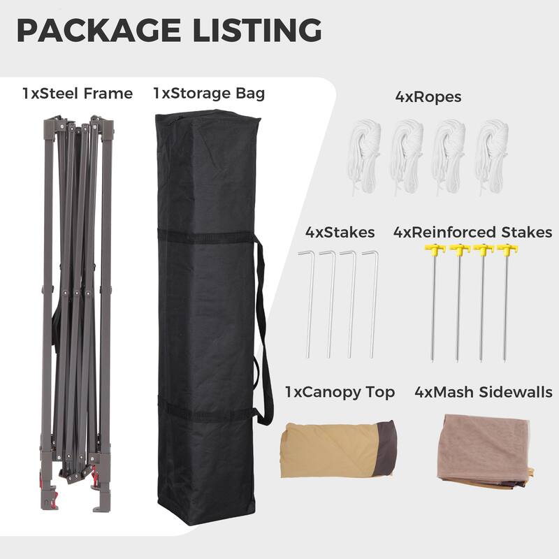 Ainfox 11x11ft Gazebo Outdoor Pop up Canopy with Mosquito Net and Carry Bag