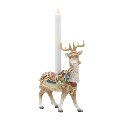 Fitz and Floyd Noel Holiday Standing Deer Candleholder 10.25In - N/A
