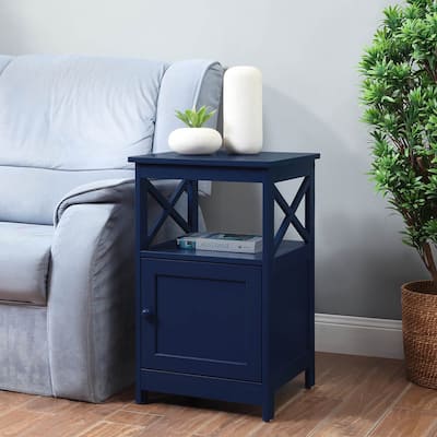 End Table with Cabinet - Modern Accent Table with Storage - 24x24x24 Blue Side Table - 26