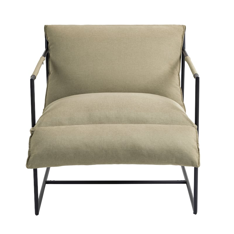 Mid-century Metal Sling Armchair with Lengthen Upholstered Set of 2
