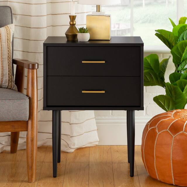 Middlebrook Notto Mid-Century 2-Drawer Nightstand - Black