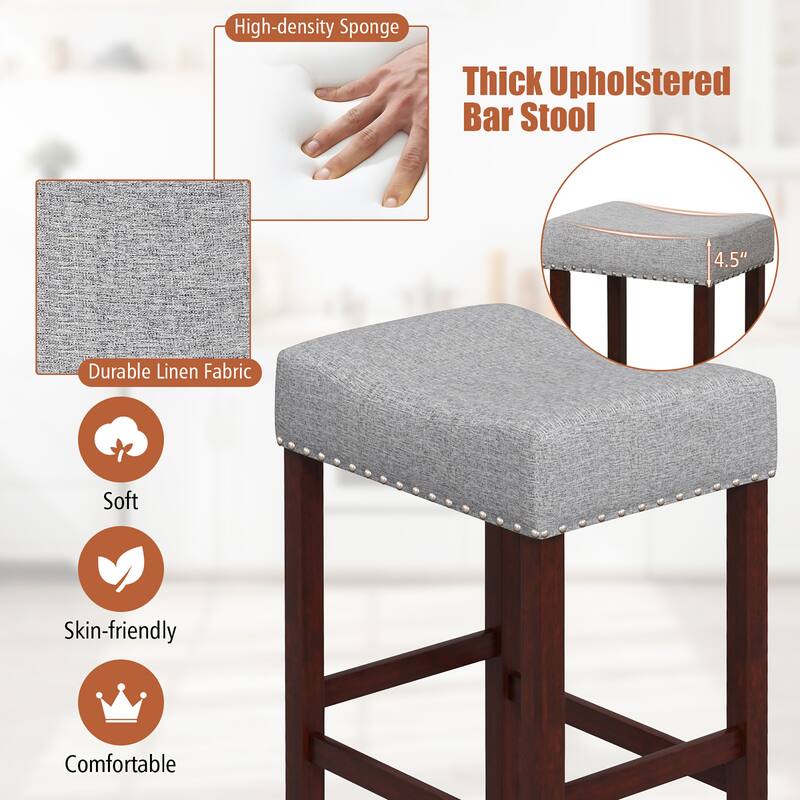 Gymax Set of 4 Bar Stools Counter Height Saddle Kitchen Chairs w/