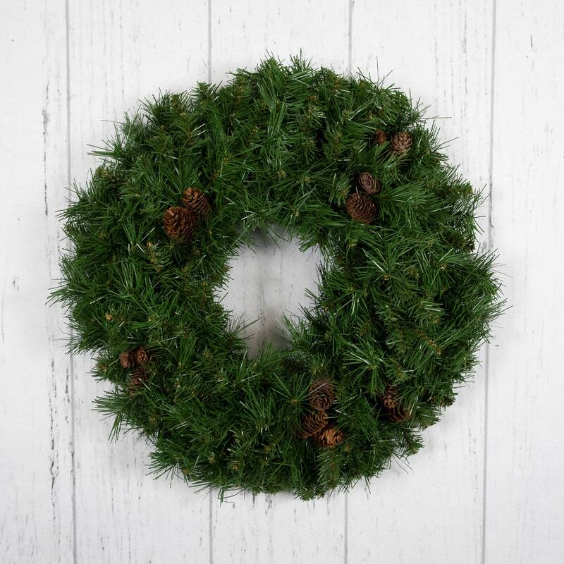 Dakota Red Pine Artificial Christmas Wreath Pine Cones - 24", Unlit