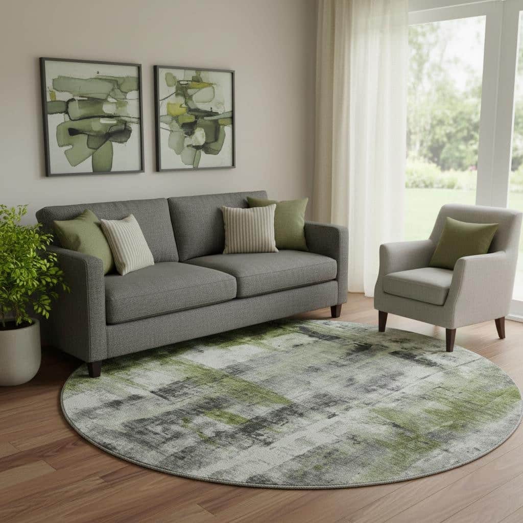 HomeRoots Abstract Transitional Round Area Rug - 8' Round