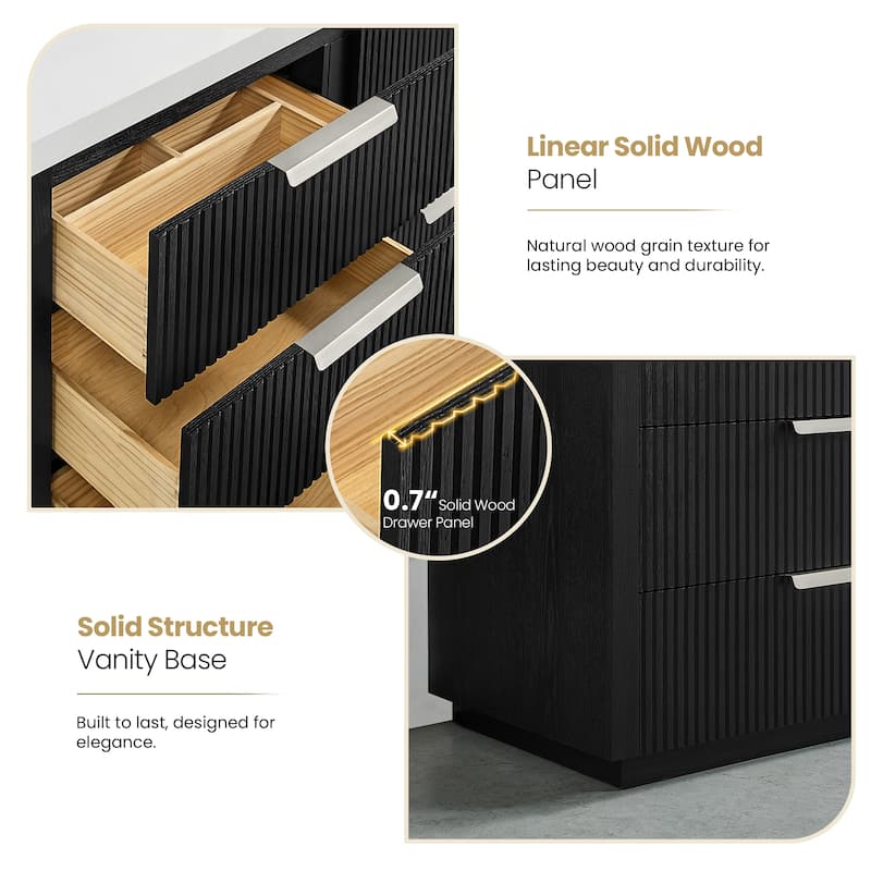 Santarem Double Vanity with Pure White Quartz Stone Top without Mirror