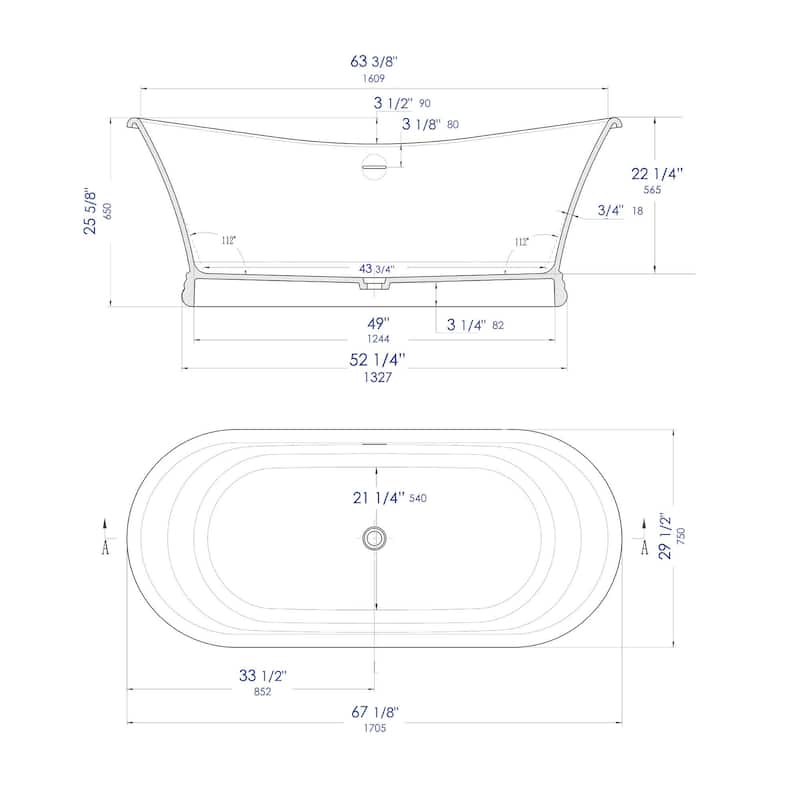 67" White Matte Pedestal Solid Surface Resin Bathtub