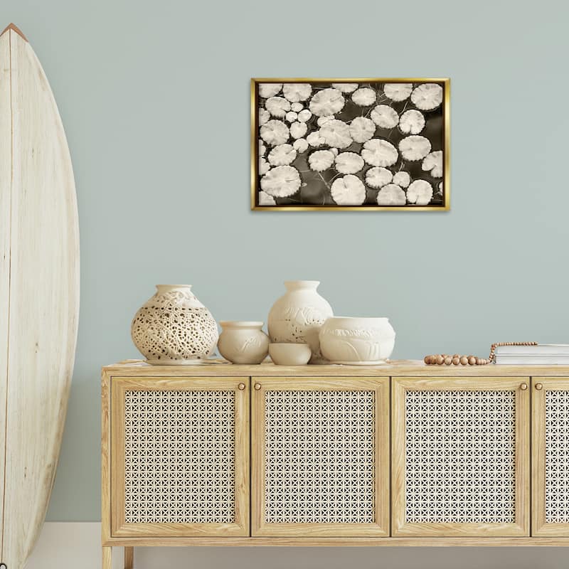 Stupell White Floating Lily Pads Framed Floater Canvas Wall Art Design By Lori Deiter