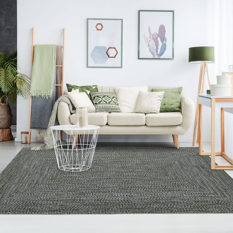 Superior Modern Rustic Bohemian Reversible Multi-Tone Braided Indoor Outdoor Area Rug