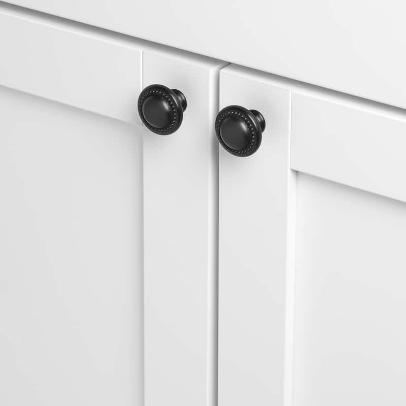 GlideRite 1.25-inch Matte Black Round Beaded Cabinet Knobs (25) - Pack of 25