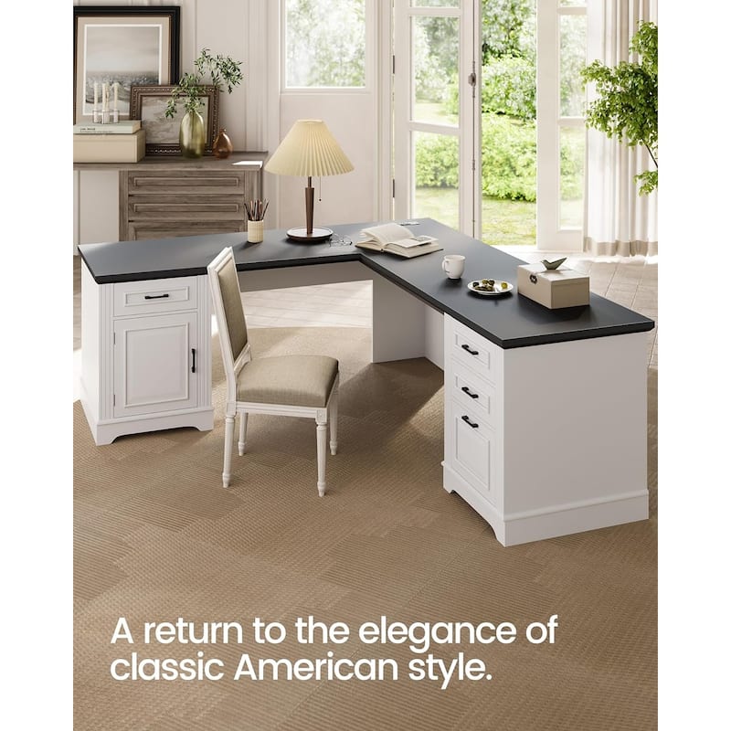Executive L Shaped Desk Office Desk Drawers Storage Drawers Cabinet