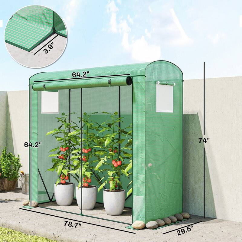 Outsunny Mini Greenhouse, Portable Greenhouse with Roll-Up Door and 2 Mesh Windows, Small Green House