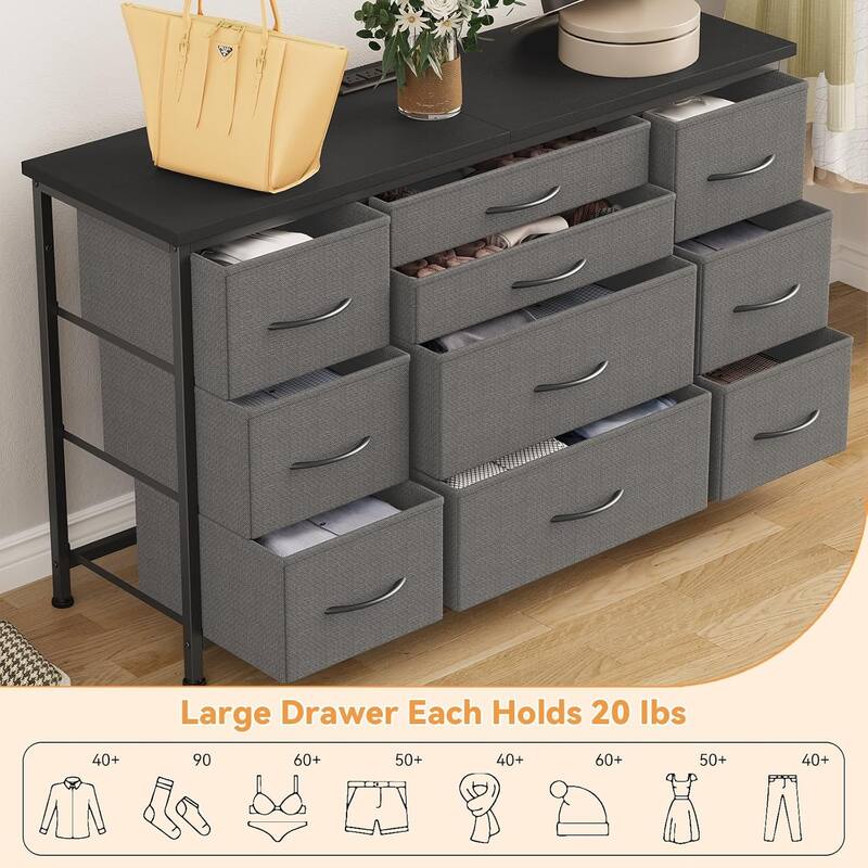 55 Inch Dresser TV Stand with Charging Station and Wood Tabletop
