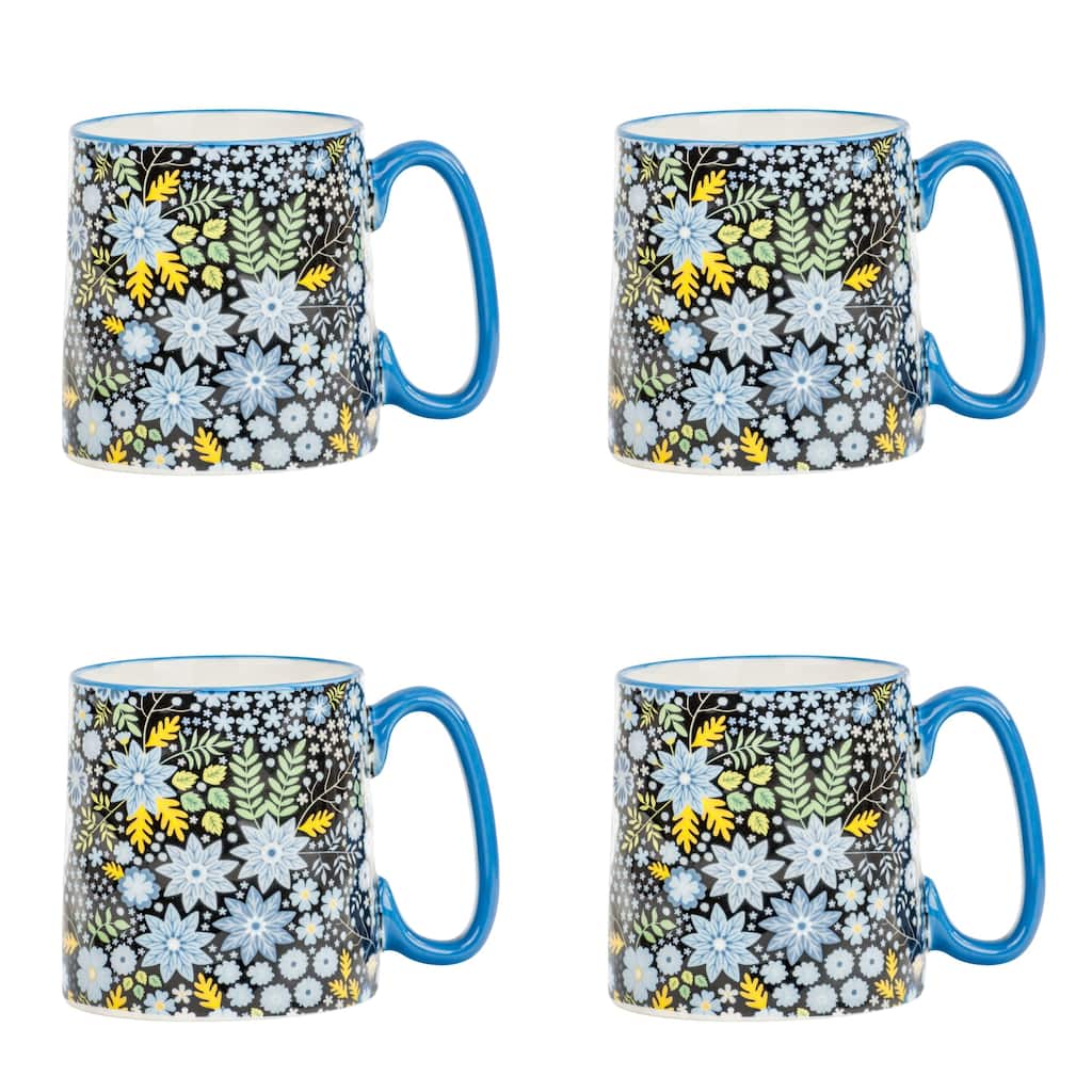 10 Strawberry Street Bella Flora Mugs, Set of 4