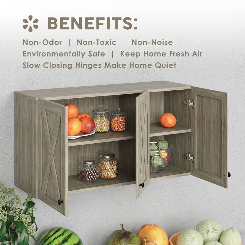 Farmhouse Wall Cabinet with 3 Doors and Shelves