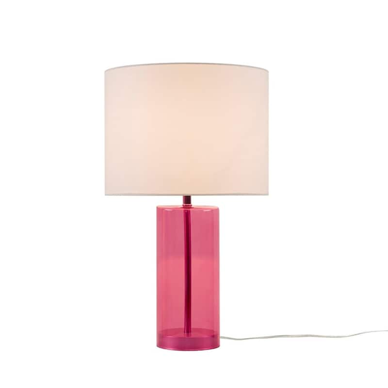 Pink Glass Table Lamp with LED Bulb Included Modern Bedroom Decor