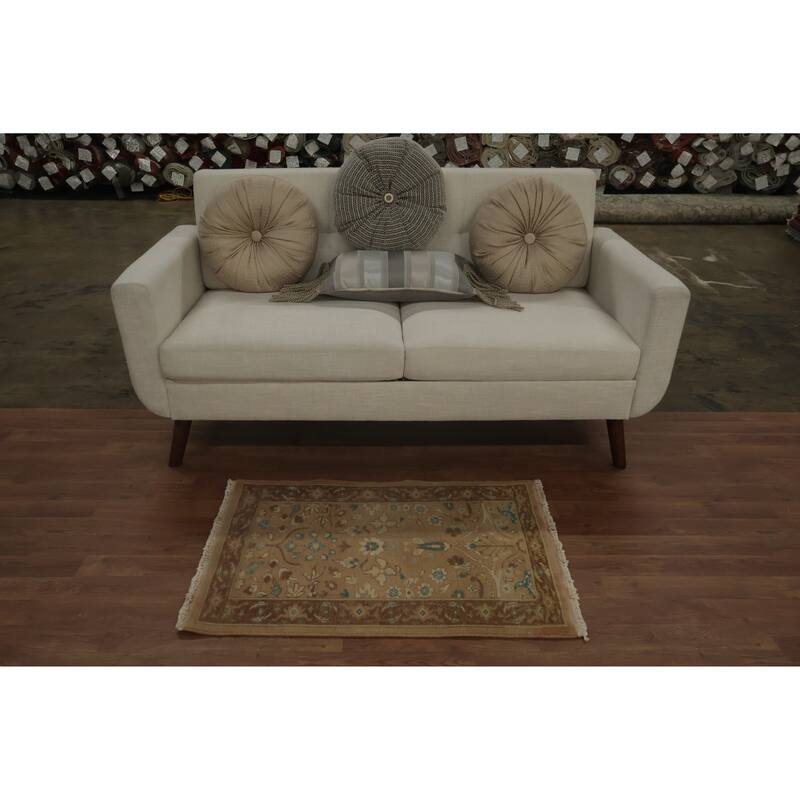 Hand Knotted Oriental 100% Wool Carpet Traditional All-Over Brown Ziegler Area Rug - 3' 1'' X 2' 0''