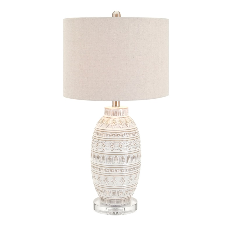 Artisan Transitional Glazed Ceramic Table Lamp - Ivory