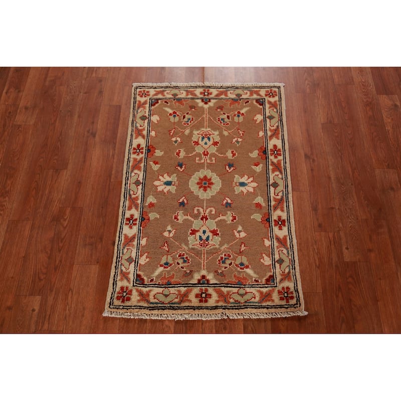 Brown Kazak Oriental Foyer Rug Hand-Knotted Wool Carpet - 2'0"x 3'0"