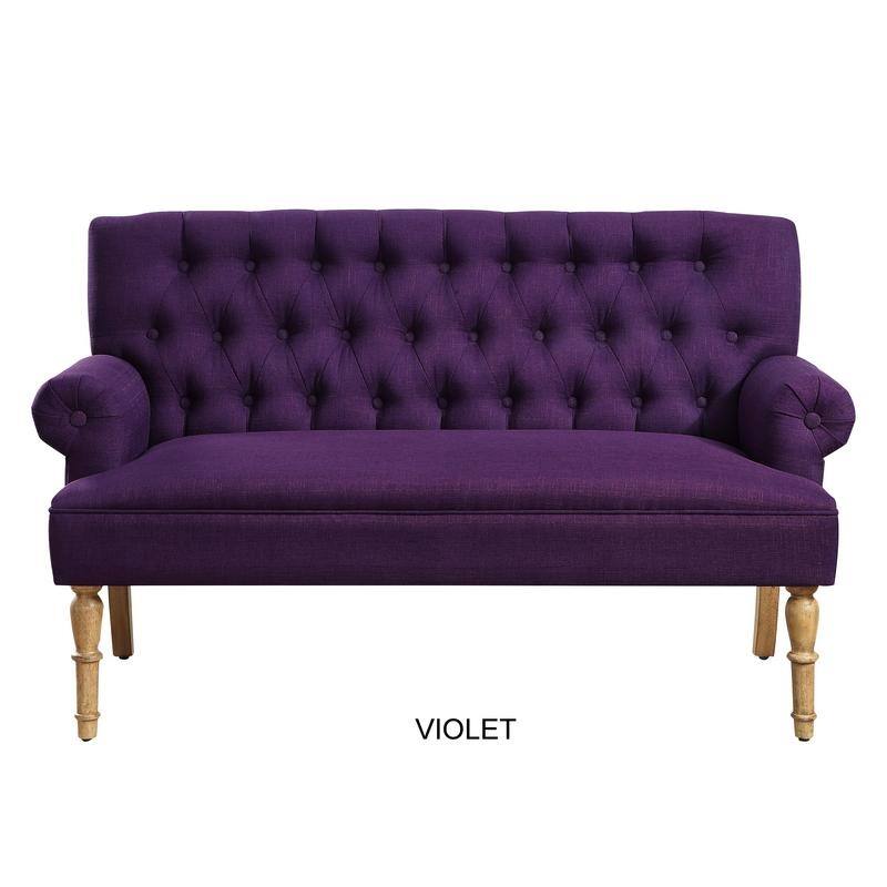 Moser Bay Arete Upholstered Tufted Settee Chesterfield Style Loveseat, Velvet or Linen