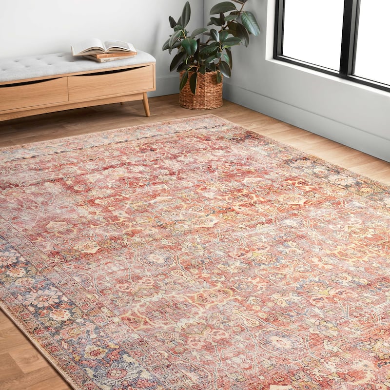 Alexander Home Victoria Bohemian Botanical Printed Area Rug - 2'-0" x 5'-0" - spice / marine - Runner/Rectangle