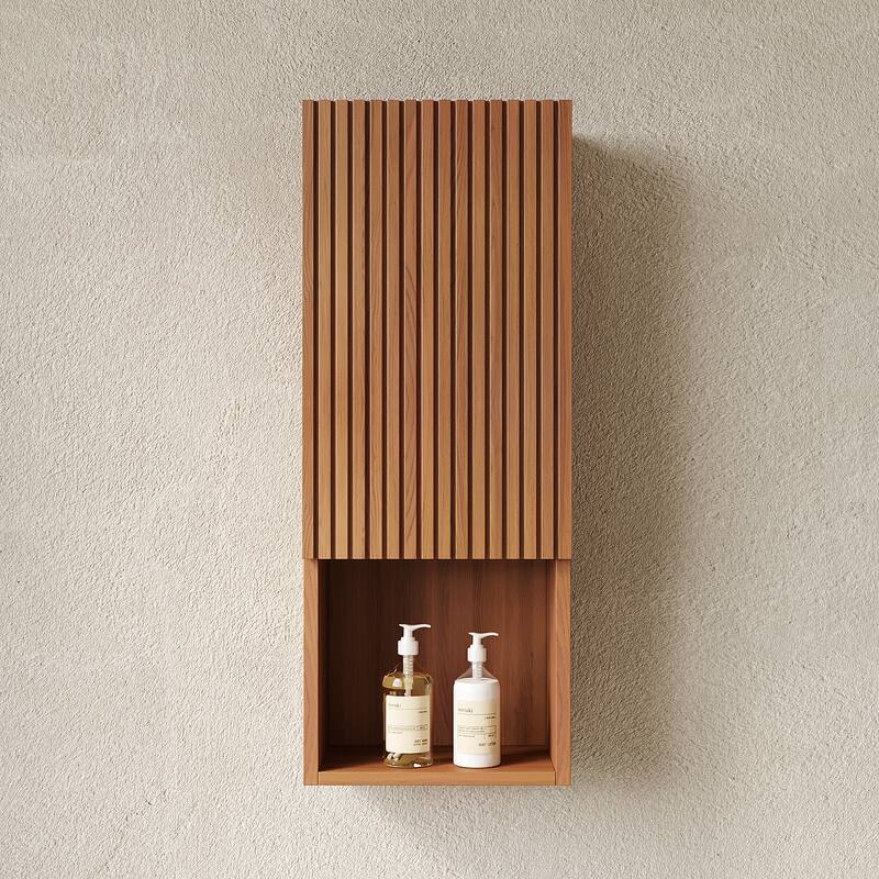 35" Tall Bathroom Wall Mounted Cabinet, Narrow Storage Cabinet with Door and Shelves, Suitable for Small Spaces