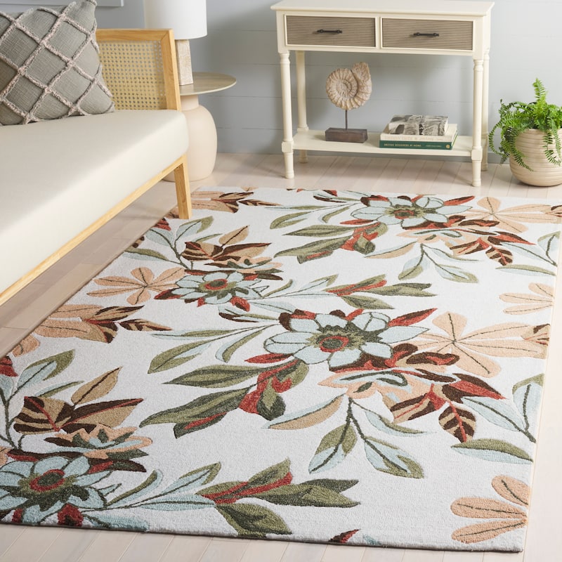 SAFAVIEH Handmade Jardin Annaros Floral Wool Rug - Ivory/Sage - 5' x 8'