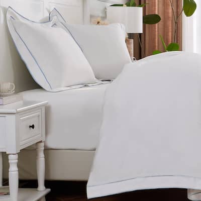 600 Thread Count Cotton Embroidered Edge Duvet Set and Sham