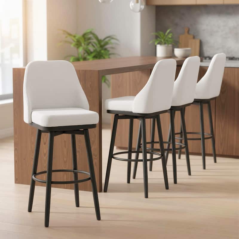 HOMCOM Extra Tall Bar Stools Set of 2, Modern 360° Swivel Barstools, Dining Room Chairs with Steel Legs and Footrest