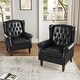 preview thumbnail 3 of 27, Set of 2 Vegan Leather Upholstered Button Tufted Accent Chair