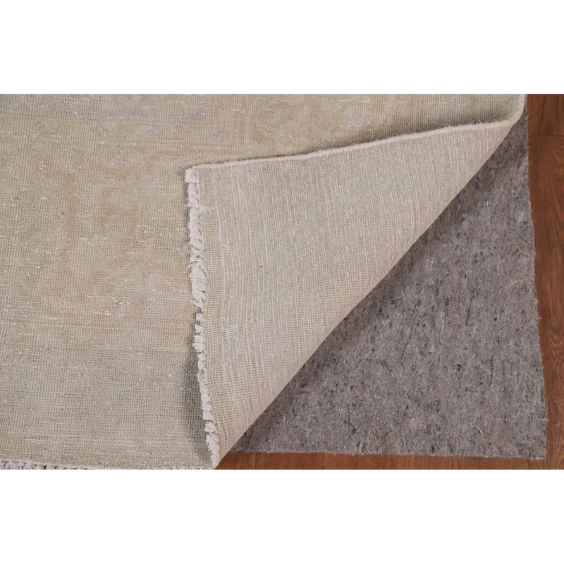 Hand Knotted Oriental 100% Wool Carpet Traditional Distressed Beige & Ivories Kashan Area Rug - 13' 0'' X 9' 4''