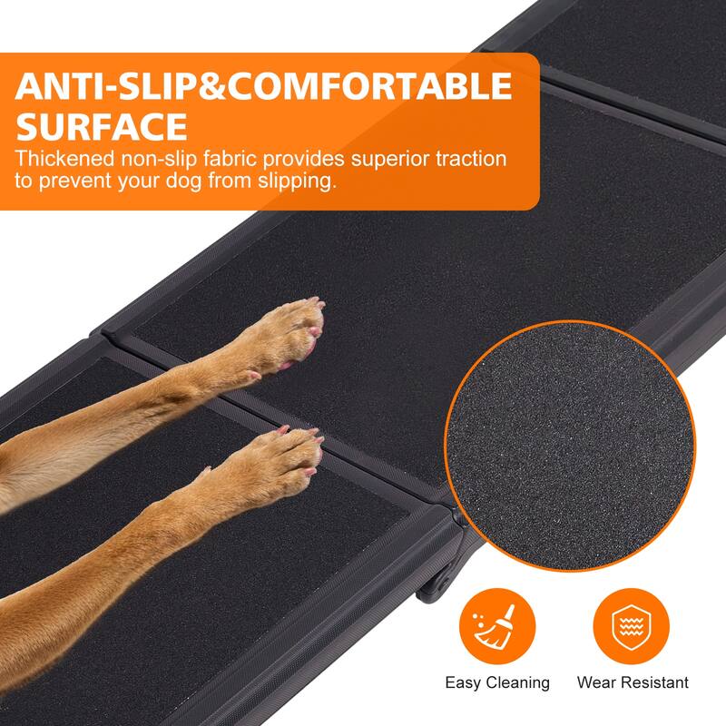 Dog Ramp for Car 71"x16" Foldable Dog Ramps for Large Dogs with Non-Slip Surface, Portable Pet Stair Ramp