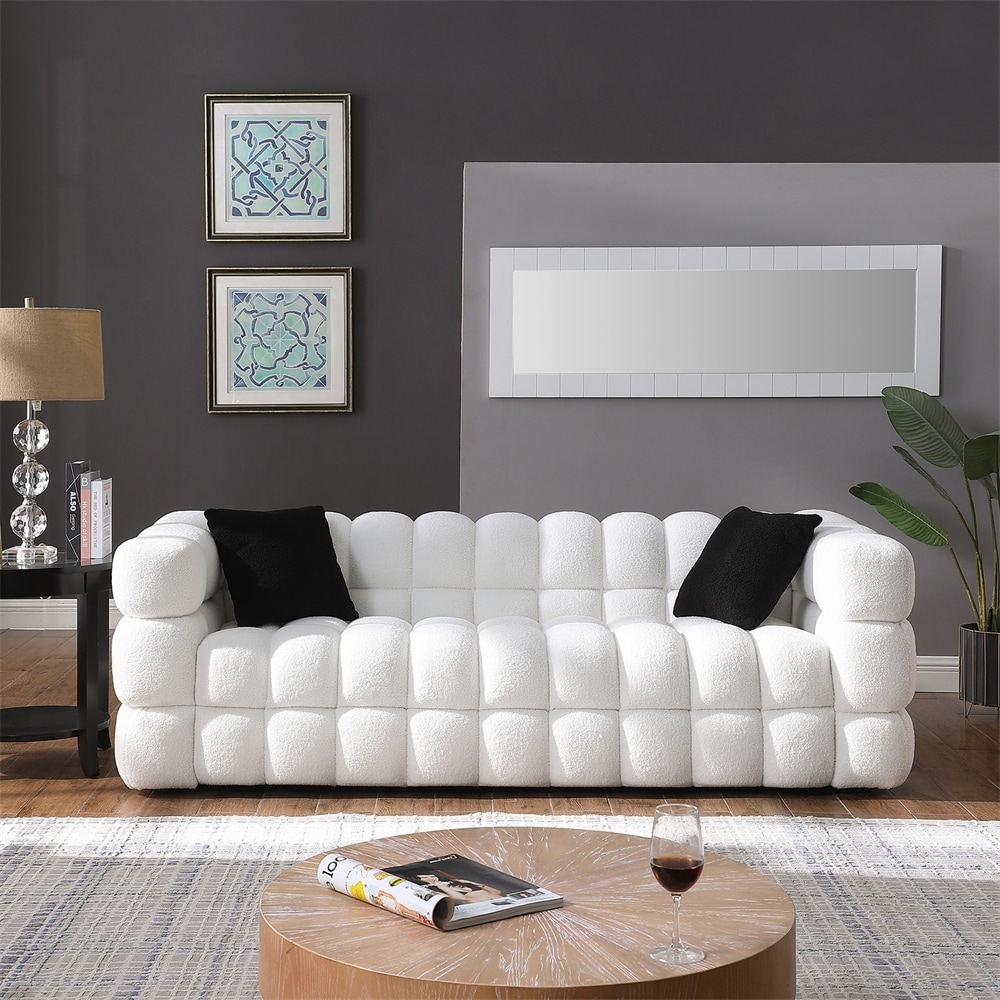 Marshmallow Sofa,Boucle Sofa,White Color,3 Seater Sofa and