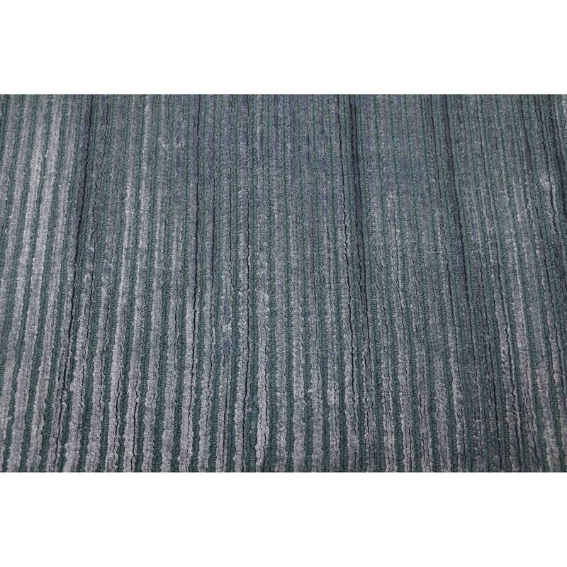 ECARPETGALLERY Hand Loomed Loreto Teal Viscose, Wool Rug - 8'0 x 9'7