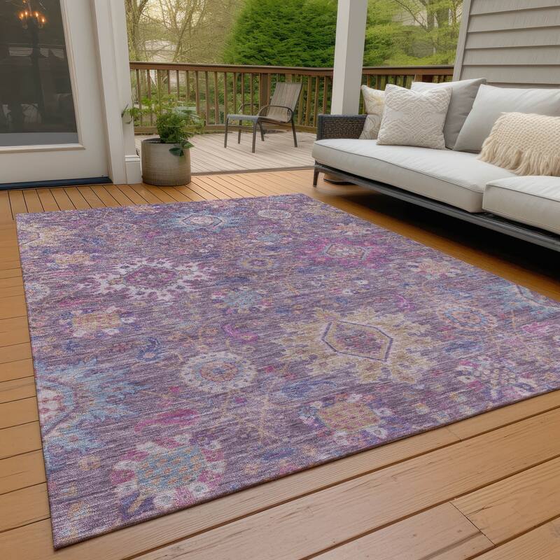 Machine Washable Indoor/Outdoor Boho Traditional Chantille Rug - Eggplant - 2'6" x 3'10"