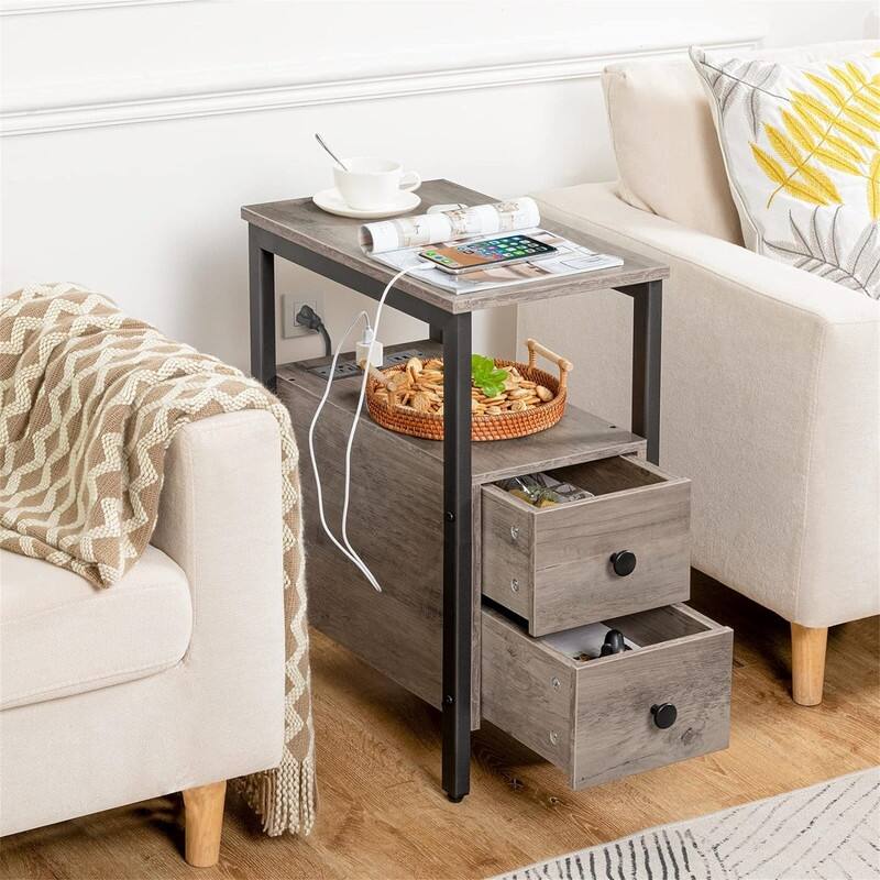 End Table with Charging Station - 11.8"D x 18.9"W x 24"H