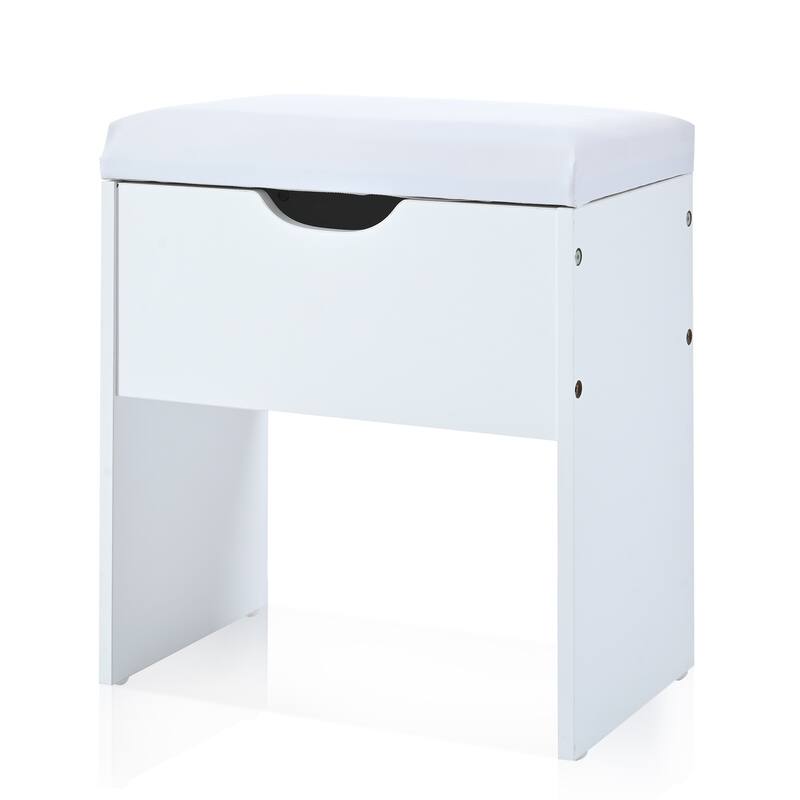 Makeup Vanity Desk with Lighted Mirror & Charging Station, Large Vanity Table Set with Drawers & Storage Stool for Bedroom