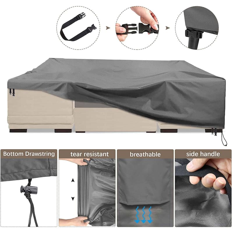 Large Sofa Cover Garden Furniture Waterproof Cover to Protect The Table, Chair and Sofa Garden Furniture Cover - 126"x64"x28"