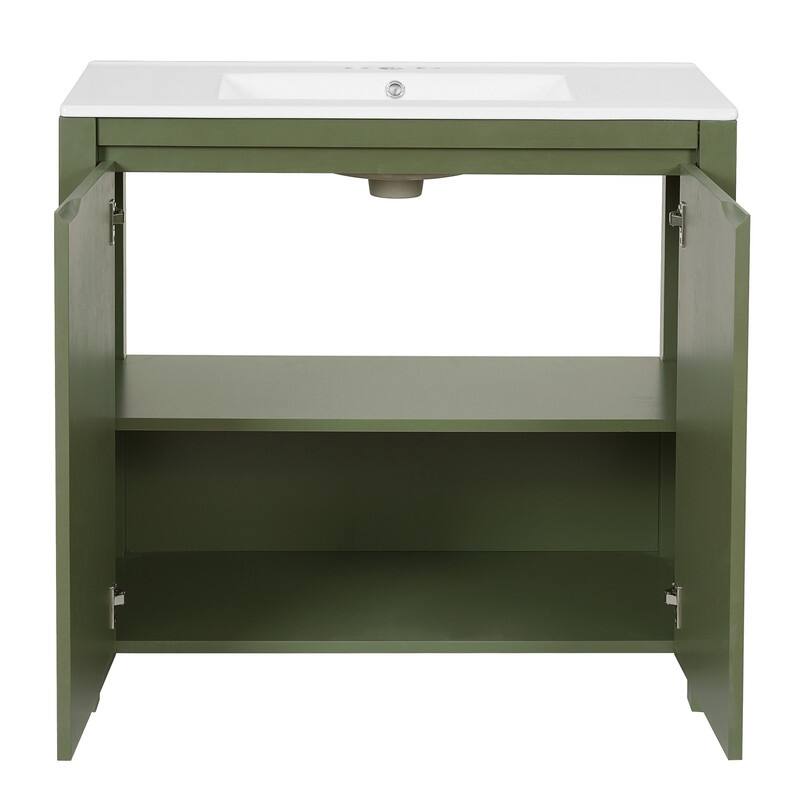 Retro Style 36" Bathroom Vanity with Sink Set, Freestanding Soft-Close Bathroom Storage Cabinet with Adjustable Shelf