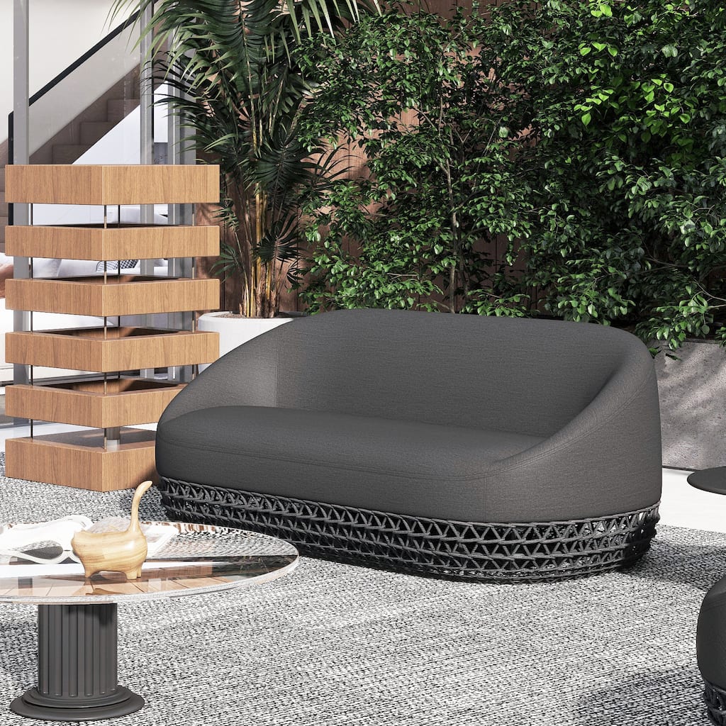 Willow 71" Wicker Woven Outdoor Patio 3-Seater Sofa - 71"W X 36"D X 28.5"H