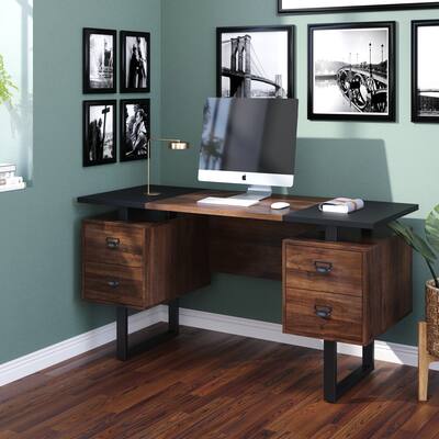 Home Office Computer Desk with 4 drawers,Rustic Brown