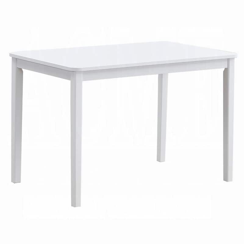 Ideli 5 Piece Dining Table Set with 4 Chairs, Brown Linen, White Wood