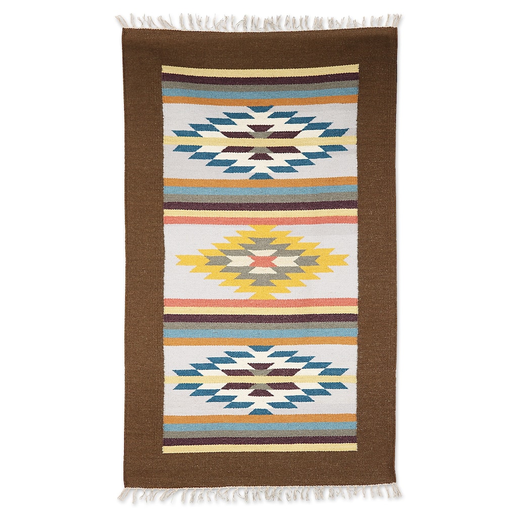 Novica Handmade Home Diamonds Wool Area Rug (3X5) - 3' x 5' Oval