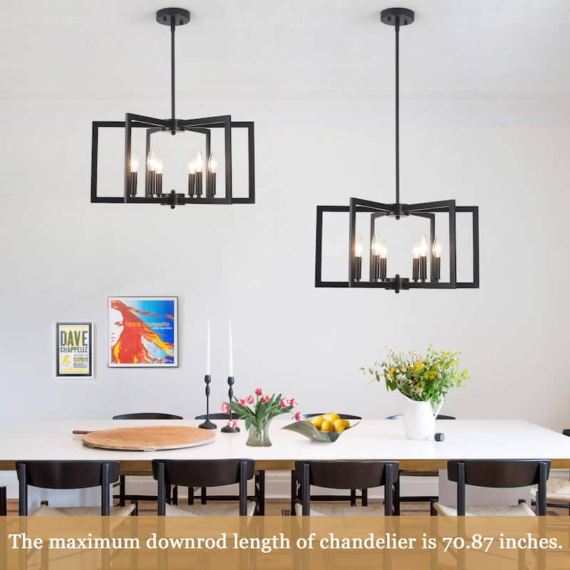 6-Light Candlestick Hanging Linear Foyer Chandelier Lighting for Dining Room Kitchen Island