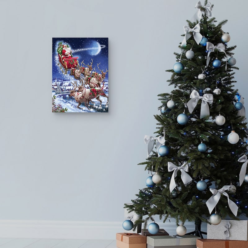 Santas Sleigh Team Canvas Art Print