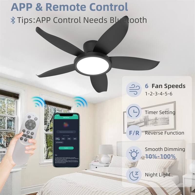 42" High Airflow Plug-in Fan Blades ABS Plastic Fan Blades Ceiling Fan Light
